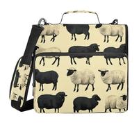 Ewusp Linda carpeta de 3 anillos con cremallera de oveja con asa y correa para el hombro, carpeta de archivos expandible de 1.5 pulgadas, organizador de múltiples bolsillos, con capacidad para 500