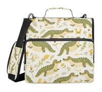 Ewusp Linda carpeta de cocodrilos con cremallera de 3 anillos con asa y correa para el hombro, carpeta de archivos expandible de 1.5 pulgadas, organizador de múltiples bolsillos, con capacidad para