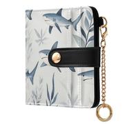 Ewusp Lindas carteras de tiburón para mujer, de piel sintética, bloqueo RFID, cartera plegable compacta para mujer con bolsillo para monedas y ventana de identificación