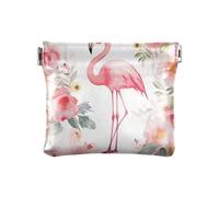 Ewusp Monedero con diseño de flamencos de acuarela para mujeres y niñas, de piel sintética, bolsa de moneda, portátil, organizador de viaje