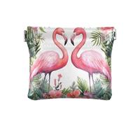 Ewusp Monedero con diseño de flamencos de acuarela para mujeres y niñas, de piel sintética, bolsa de moneda, portátil, organizador de viaje