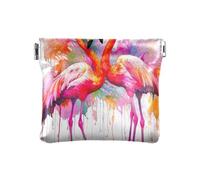 Ewusp Monedero con diseño de flamencos de acuarela para mujeres y niñas, de piel sintética, bolsa de moneda, portátil, organizador de viaje