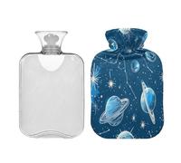 Ewusp Space Planet - Botella de agua caliente con funda, bolsa de agua caliente de 2 litros para aliviar el dolor de cuello, hombros, calambres menstruales, calentador de manos y pies, compresa