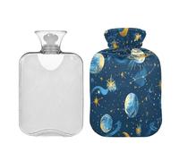 Ewusp Space Planet - Botella de agua caliente con funda, bolsa de agua caliente de 2 litros para aliviar el dolor de cuello, hombros, calambres menstruales, calentador de manos y pies, compresa
