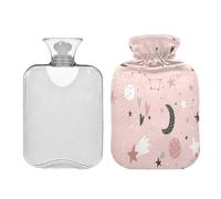 Ewusp Star Moon - Botella de agua caliente con funda, bolsa de agua caliente de 2 litros para aliviar el dolor de cuello, hombros, calambres menstruales, calentador de manos y pies, compresa caliente