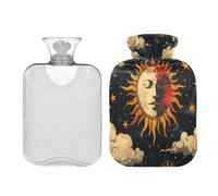 Ewusp Star Sun - Botella de agua caliente con funda, bolsa de agua caliente de 2 litros para aliviar el dolor de cuello, hombros, calambres menstruales, calentador de manos y pies, compresa caliente y