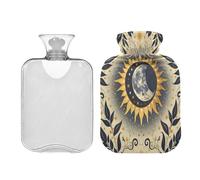 Ewusp Sun Moon - Botella de agua caliente con funda, bolsa de agua caliente de 2 litros para aliviar el dolor de cuello, hombros, calambres menstruales, calentador de manos y pies, compresa caliente y