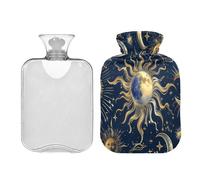 Ewusp Sun Moon - Botella de agua caliente con funda, bolsa de agua caliente de 2 litros para aliviar el dolor de cuello, hombros, calambres menstruales, calentador de manos y pies, compresa caliente y