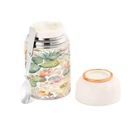 Ewusp Termo de comida de cactus de acuarela para adultos, 500 ml, acero inoxidable, doble pared, aislado al vacío, tarro de alimentos con cuchara plegable, sin BPA, recipiente de sopa a prueba de