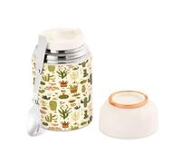 Ewusp Termo de comida de cactus de acuarela para adultos, 500 ml, acero inoxidable, doble pared, aislado al vacío, tarro de alimentos con cuchara plegable, sin BPA, recipiente de sopa a prueba de