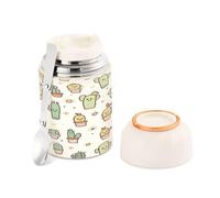 Ewusp Termo de comida de cactus para adultos, 500 ml, acero inoxidable, doble pared, aislado al vacío, tarro de alimentos con cuchara plegable, sin BPA, recipiente de sopa a prueba de fugas