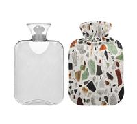 Ewusp Terrazzo - Botella de agua caliente con funda, bolsa de agua caliente de 1 litro para aliviar el dolor de cuello, hombros, calambres menstruales, calentador de pies de mano, compresa caliente y