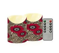 Ewusp Wild Bloom - Velas sin llama, funciona con pilas, parpadeantes, LED, juego de 2 velas con control remoto y temporizador, para decoración del hogar, bodas, vacaciones, fiestas, centros de mesa