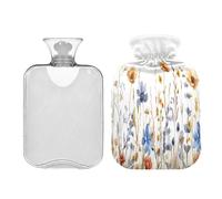 Ewusp Wildflower - Botella de agua caliente con funda, bolsa de agua caliente de 2 litros para aliviar el dolor de cuello, hombros, calambres menstruales, calentador de manos y pies, compresa caliente