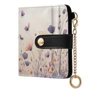 Ewusp Wildflowers - Carteras de mariposa para mujer, de piel sintética, bloqueo RFID, plegable, compacta, con bolsillo para monedas y ventana de identificación