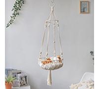EWUYKMC Hand Woven Hanging Cat Bed, Pet Net Bag, Hanging Cat Basket, Bohemian Style Cat Bed