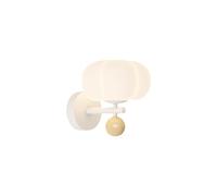 EWUYKMC LED wall lamp modern wooden appearance wall lamp with pumpkin acrylic lampshade suitable for living room, bedroom, corridor sand white+beige