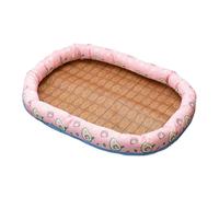 EWUYKMC Straw Cat Basket with Mat, Woven Cat Sleeping Place, Pet Cool Mat Nest, Summer Rattan Woven L60 * 45cm