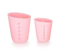 Ewwtrey 2 Piezas Tazas Medidoras de Silicona, Tazas Mezcladoras de 250 ml/500 ml con Escala Transparente, Medida de Taza para Moldes de Fundición de Resina Epoxi, Manualidades, Cocina (rosa)