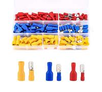 Ewwtrey 200 Piezas Conectores Electricos Tubo Termoretractil, Funda Termoretractil, Conectores de Bala Aislados Macho y Hembra, Conector de Crimpado de Terminal de Cable Eléctrico - Rojo,