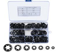 Ewwtrey 340 Piezas Arandelas, Arandelas de Bloqueo de Presión de Clips, Arandelas de Sujetadores Interna de Dientes de Acero Manganeso - Negro, M3/M4/M5/M6/M8/M10/M12