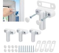Ewwtrey 4 Piezas Cerradura de Seguridad, Bloqueo para Ventanas Tipo T, Cierre de Ventanas Seguridad Restrictor de Puerta y Ventana Aluminio, Window Jammer Locks Sash Blocker para UPVC, PVC