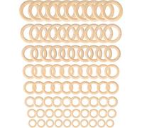 Ewwtrey 80 Piezas de Aros de Madera, Aros de Madera Naturales, Suaves, Sin Tratar, Anillos de Macramé, Anillos de Maderas para Manualidades, Fabricación de Joyas, Artesanías, Colgantes