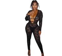 EWYRJYH Mono Sexy para Mujer, Ajustado, Transparente, con Pantalones Largos Y Ajustados, para Fiestas Nocturnas(S)
