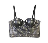 EWYRJYH Mujeres Sexy PU Cuero Bustier Crop Top Gótico Push Up Corsé Hebilla Sujetador Summer Splash(40C/90)