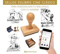 EX LIBRIS CINE CLÁSICO | Sello Personalizado para libro | Sellos para Libros con Nombre (exlibris) | Sellos Personalizados Biblioteca | este libro pertenece a | Regalo Lectores | Book Stamp | STAMPA