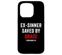 Ex-Sinner Saved by Grace - Ephesians 2:8 Faith Bible Verse Carcasa para iPhone 15 Pro