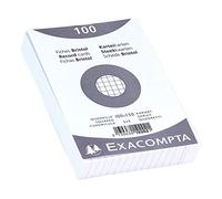 Exacompta - 10202E - Pack de 100 fichas bristol rejilla 5x5 sin perforar - en film - compatibles con impresoras inkjet, láser y fotocopiadoras - formato 100 x 150 mm - color blanco