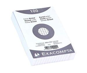 Exacompta - 10202E - Pack de 100 fichas bristol rejilla 5x5 sin perforar - en film - compatibles con impresoras inkjet, láser y fotocopiadoras - formato 100 x 150 mm - color blanco