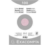 Exacompta - 10236E - 100 fichas bristol cuadrícula 5x5 sin perforar - retractiladas - compatibles con impresoras inkjet, láser y fotocopiadoras - formato 210 x 297 mm - color rosa