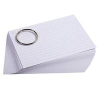 Exacompta, 10340E, Pack de 50 flashcards con líneas + anilla, Hojas Bristol rayado perforado, A6, Color Aleatorio (Blanco, Azul, Amarillo, Rosa, Verde)