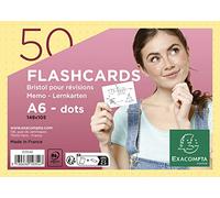 Exacompta - 10354E - Pack de 50 Flashcards en película + anillo - puntos de cartón perforado - tarjetas de revisión fáciles de usar y transportar - dimensiones 148 x 105 mm formato A6 - color amarillo