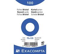 Exacompta 10501E - Paquete de 100 fichas, 75 x 125 mm, liso
