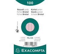 Exacompta - 10831X - 100 fichas de cartulina rayadas sin perforar - en papel de aluminio - compatible con impresoras inkjet, láser y fotocopiadoras - formato 75 x 125 mm - color rosa