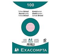 Exacompta - 10838SE - Paquete de 100 fichas rayadas sin perforar - en film - compatibles con impresoras inkjet, láser y fotocopiadoras - formato 148 x 210 mm - color rosa