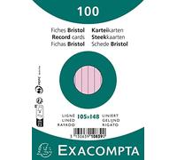 Exacompta - 10839SE - Paquete de 100 fichas rayadas sin perforar - en film - compatibles con impresoras inkjet, láser y fotocopiadoras - formato 105 x 148 mm - color rosa