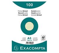 Exacompta - 10848SE - 100 fichas rayadas sin perforar - retractiladas - compatibles con impresoras inkjet, láser y fotocopiadoras - formato 148 x 210 mm - color verde