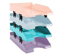 Exacompta 1131928SETD - Set de 4 bandejas para documentos A4 + - 347x255x244 mm - COMBO MIDI - Surtido colores tono pastel