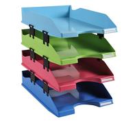 Exacompta 1131928SETD - Set de 4 bandejas para documentos A4 + - 347x255x244 mm - COMBO MIDI - Surtido de colores