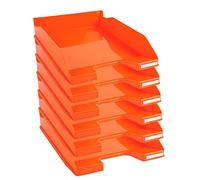Exacompta - 113288D - juego de 6 bandejas para documentos COMBO MIDI - dimensiones 34,6 x 25,5 x 6,5 cm - para documentos en formato A4 + - color mandarina brillante