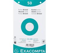 Exacompta - 12603E - 50 fichas bristol rejilla perforada 5x5 - en film - compatible con impresora inkjet, láser y fotocopiadora - formato 125 x 200 mm - color blanco