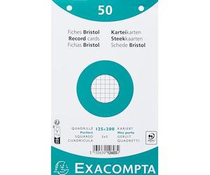 Exacompta - 12603E - 50 fichas bristol rejilla perforada 5x5 - en film - compatible con impresora inkjet, láser y fotocopiadora - formato 125 x 200 mm - color blanco