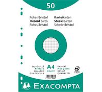 Exacompta - 12606E - 50 fichas bristol rejilla perforada 5x5 - en film - compatible con impresora inkjet, láser y fotocopiadora - formato 210 x 297 mm - color blanco