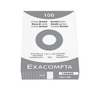 Exacompta - 13209E - Caja de 100 tarjetas bristol rejilla 5x5 sin perforar - formato 105 x 148 mm - compatible con impresoras inkjet, láser y fotocopiadoras - color blanco