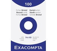 Exacompta - 13300B - Caja de 100 fichas cartulina lisa sin perforar - formato 74 x 105 mm - compatible con impresoras inkjet, láser y fotocopiadoras - color blanco