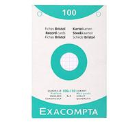 Exacompta Bristol - Tarjeta de registro, Cuadrícula y perforado, 100 x 150 mm, paquete de 100 tarjetas, Cuadrícula y perforado, Blanco, 100 x 150 mm, paquete de 100 tarjetas